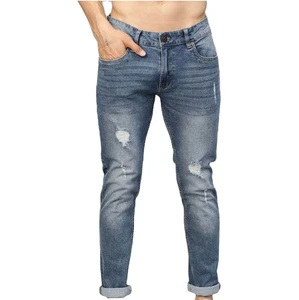 New Style Washed Design Denim Jeans for Men Distressed Skinny Wide Leg Fashion Slim Fit Custom Made Men Denim Pants Breathable