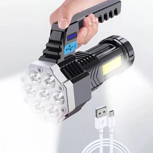 Portable Tactical LED Cob Flashlight with Powerful White Light Black Handheld Lamp for Camping & Fishing Safety Product