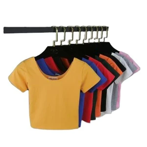 Factory Direct Sales Women's T-shirts Plus Size Self-cultivation High-waist Short Top Shirt T-shirt