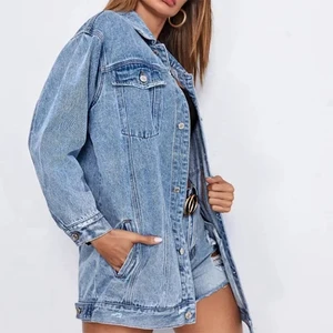 Oem Women's Denim Jean Jacket Women Casual Outwear Fall Jacket Denim Button up Coat Oversize Denim Jacket