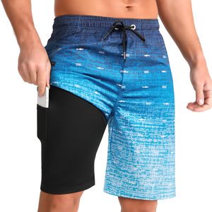 Men's Swimming Shorts Boxer Trunks Low Waist Washed Quick Dry Fashionable Back Bag Design Beach Pants Breathable Drawstring