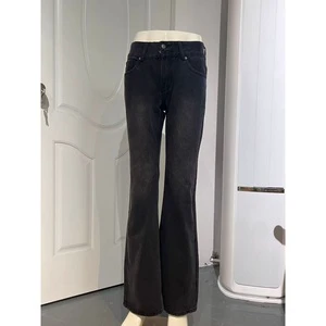 Women's High Waist Boot Cut Jeans Custom Dark Wash Skinny Denim Pants with Breathable Bell Bottom Logo Vintage Wide Leg Design
