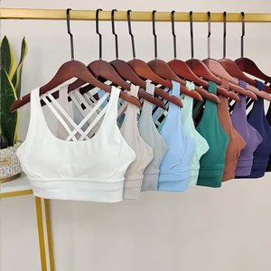 Yoga Bra Cross Back Sports Tops Woman Summer Fitness Gym Clothing Fitting Breathable Quick-Dry Sportswear Women Suit Bra
