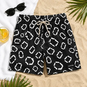 Custom Sleek Solid Color Swim Trunks With Contrast Binding And Mesh Lining For Minimalist Beach Shorts