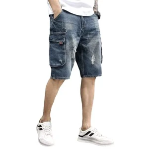 Men's Casual Denim Shorts Men's Loose Straight Leg Summer Style Wash Cropped Shorts OEM