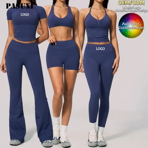 PASUXI Wholesale Custom Yoga Sets Sport Suit Set for Women Outdoor Gym Fitness Wear Girls Lightweight Elastic Activewear
