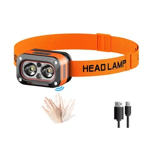 White Warm Red Light Digital Power Display Motion Sensor Led Headlamp Forehead Lamp Lights Rechargeable for Camping Running