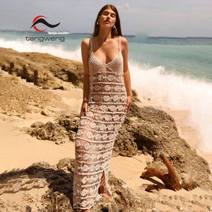 TW 2025 New Swimwear Beachwear Vaction Hollow Out Swimwear Crochet Cover up for Women