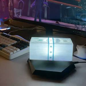 Magnetic Levitating Money Lamp LED Floating Night Light Touch Control Dimmable RGB Color Change Plug-In Desk Toy Home Office
