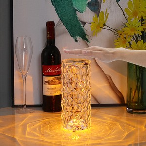 Remote Control RGB Rechargeable Decorative Desk Lamp Atmosphere Luxury Rose Crystal Table Lamps Night Light