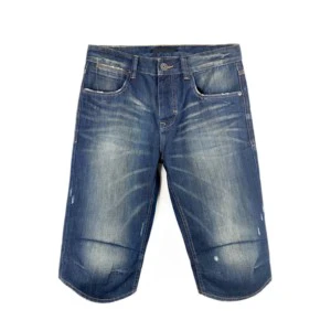 YAXI Custom High Quality Dark Vintage Washed Woven Men's Denim Shorts OEM/ODM Mid Waist Straight Style for Summer