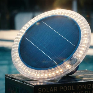 Floating Solar Pool Ionizer With LED Light Water Purifier Copper Ion Sterilization Anti Algae Swimming Pool Cleaner