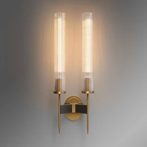 Modern Light Luxury Simple Brass Glass Wall Lamp Head Hotel Wall Lamp Living Room Bedroom Head of Bed Glass Wall Lamps