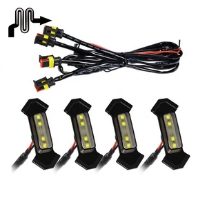 4 Pcs Front Bumper Hood Grille Led Lights Car Grid Warning Daytime Running Light Auto Refitted Universal Small Yellow Light