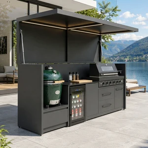 YOUYA Weatherproof 304 Stainless Steel Integrated Garden Patio Backyard BBQ Grill Folding Outdoor Kitchen Pod
