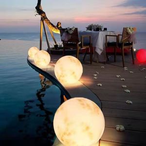 Solar Powered Moon Lamp Waterproof PE Floor Standing LED Garden Lawn Landscape Ball Outdoor Decorative Light