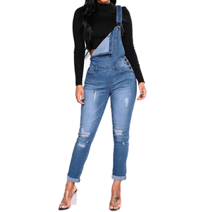 Custom Label Ladies Denim Overalls Plus Size Denim Jumpsuit OEM Manufacturer Stretch Denim Pants for Women