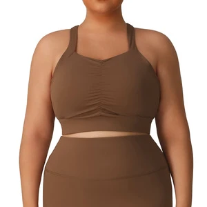 Plus Size Women's High Support Shockproof Sports Bra with Chest Pads for Yoga