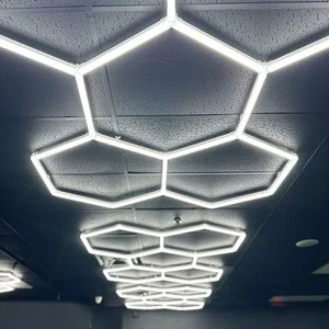 High Quality Wholesale LED Hexagonal Workshop Ceiling Light Portable AC Powered Garage Shop Lights