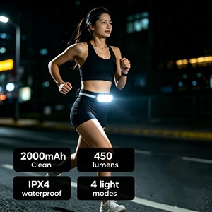 1000LM LED High-Vis Running Flood Wide-Angle Reflective Waist IP44 Waterproof Remote Control Rechargeable 5.5-8.5H Runtime Night