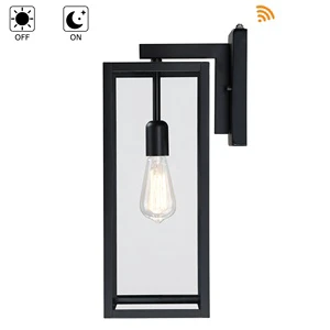 Dusk to Dawn Black House Wall Light Hot Sale Waterproof Exterior Sconce With Photocell Sensor Clear Glass Front Porch Garden