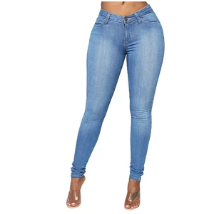 Women's High Waist Tight Jeans Full Length Stonewashed Denim Cute Washable Solid Casual Breathable Eco-Friendly Waterproof