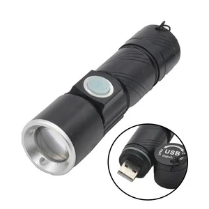 High Power Portable LED Torch Built-in USB Rechargeable Super Bright Zoom Tactical EDC Flashlight Waterproof UV Color 50+LEDs