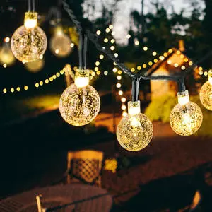 Solar Christmas Globe String Lights 30 LED Crystal Ball Fairy Lights Warm White Indoor/Outdoor Garden Patio Decor IP65