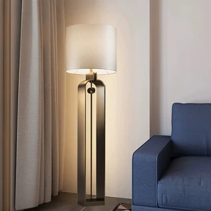Luxury Modern LED Floor Lamp with Metal & Fabric Construction for Hotel Bedrooms and Apartments Stylish Bedside Light