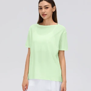 Women's Yoga Blouse Summer Thin Skinny Short Sleeve Breathable Lightweight Outdoor Sports Leisure Joker Top