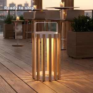 Sigarten Ready To Ship Alfresco Ambience Lighting Pavement Lamp Teak Wood Solar LED Garden Lanterns For Hotel, Spas, Restaurant