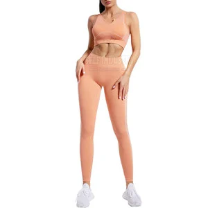 Best Selling Women's Solid Yoga Set High Quality 2-Piece Breathable Quick Dry Spandex/Nylon Wholesale for Adults
