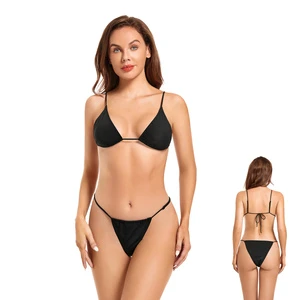 In-Stock Tan Through Bikini Black Two-Piece Women's Sexy Swimwear Summer Say Goodbye Tan Line