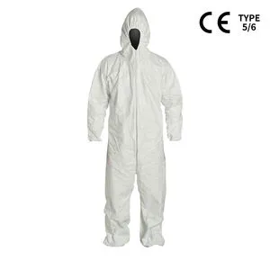 CE Certified Factory Tyvek Waterproof Disposable Coveralls With Hood Chemical Resistant Protective Anti-Static Breathable Suits