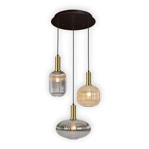 Spain Brand Adjustable Height Chandelier Light Ceiling Lamp 3 Lights Combined Amber Smoke Lamps