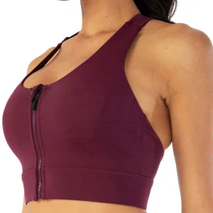 Custom Made High Support Breathable Quick Dry Workout Sports Bra Crew Neck Removable Pads Front Spandex/Nylon Material