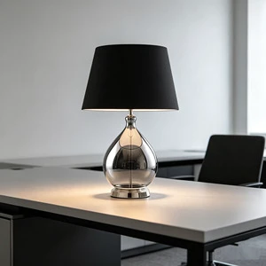 Modern Glass Table Lamp with Drum Shade Luxury Home Decor for Bedroom Bedside Living Room Office
