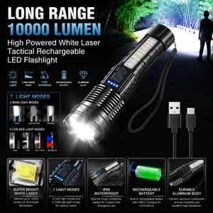 Factory Price USB Rechargeable Waterproof 1000LM 400-500M Long Range Aluminum Alloy Tactical Flashlights Adjustable Torch Light