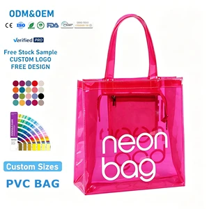 Manufacturer The Little Neon Custom Iridescent Jelly PVC Bags Wholesale Women Waterproof Hologram Clear Beach Tote Bag