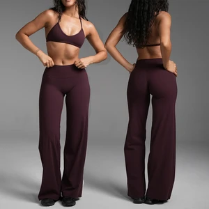 2026 Yoga Fitness Workout Gym Active Custom Logo Sports Bra With Flare Leggings Set for Woman