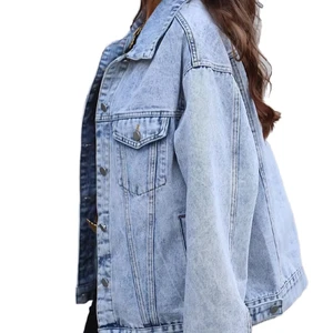Casual Winter Denim Jacket Women's Button Lapel Long Sleeve Wholesale Bulk Custom OEM High Quality Premium Grade Durable B2B