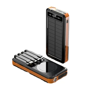 Portable 10000mAh Solar Wireless Power Bank With Dual LED Flashlights Micro USB Input Interface For Travel & Camping
