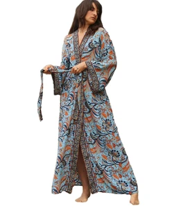 Beach Cover-up Rayon Print Sun protection Cardigan Bikini Cover up Dress Fashion Swimwear Wholesale