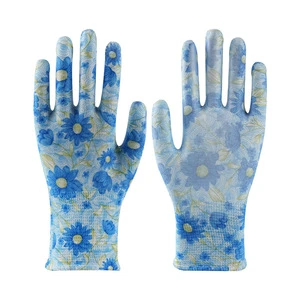 Non Slip PU Ambidextrous Breathable Mesh Straight Cuff Knitted Garden Gloves Puncture-resistant Rubber Coated Palm Cut-resistant