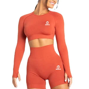 Comfort Plus Size Winter Women's Yoga Seamless Sets Solid Shorts Long Sleeves Custom Design Breathable High Quality Waist