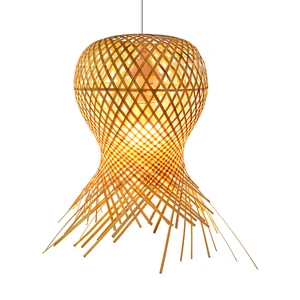 Nordic Bamboo Lampshade Rattan Bamboo Lamp Shade Woven Pendant Light Handwoven Ceiling Light for Living Room