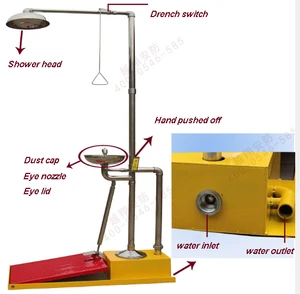 Emergency Safety Products Hand Foot Control Combination Eyewash and Shower Station