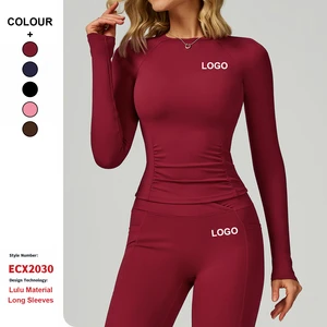Custom Nude Feel Crew Neck Long Sleeve T Shirts Quick Drying Breathable Sports Top Women Outdoor Gym Running Fitness Yoga Wear