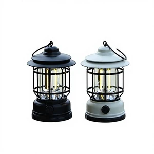 Multifunctional Vintage Outdoor Rotating Solar LED Metal Camping Lantern Rechargeable Stepless Dimming Waterproof Handheld Warm