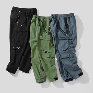 Custom Casual Multi Pocket Velcro Adjustable Pant Legs Outdoor Cargo Joggers Elastic Men's Pants For Men
